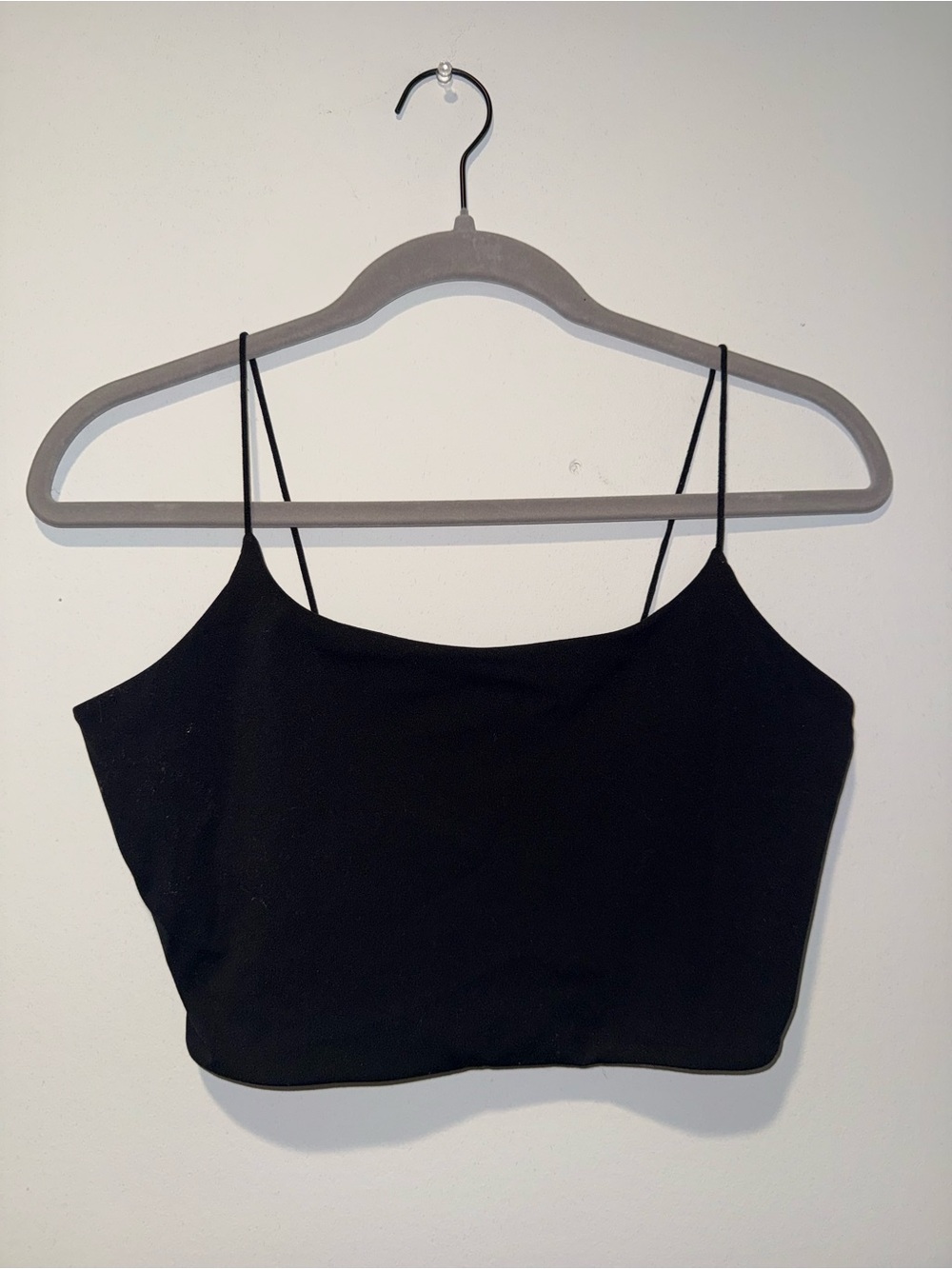 Garage Black Slim Spaghetti Strap Cropped Camisole Top